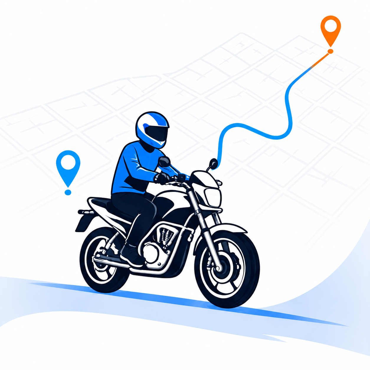 Motoqueiro seguindo uma rota no mapa